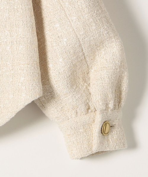 SHIPS any: ツイード パフスリーブ ショート ジャケット［NAVY BLUE］ ノーカラージャケット H1439140760(11011円)