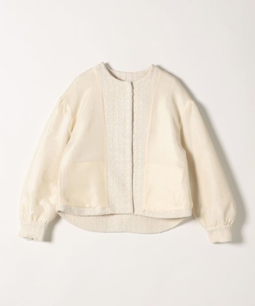 SHIPS any: ツイード パフスリーブ ショート ジャケット［NAVY BLUE］ ノーカラージャケット H1439140760(11011円)