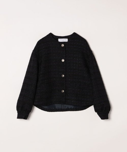 SHIPS any: ツイード パフスリーブ ショート ジャケット［NAVY BLUE］ ノーカラージャケット H1439140760(11011円)