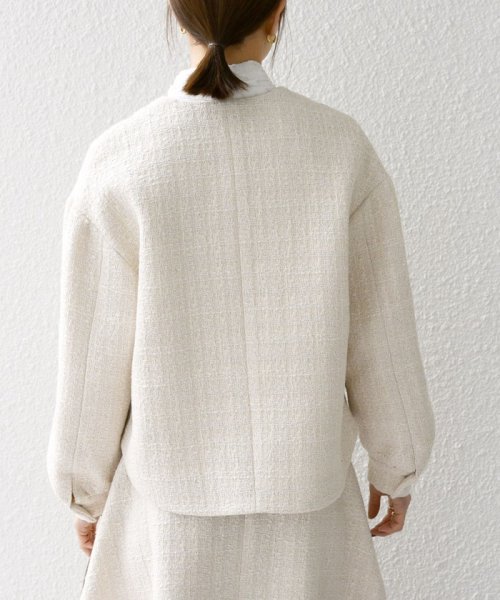 SHIPS any: ツイード パフスリーブ ショート ジャケット［NAVY BLUE］ ノーカラージャケット H1439140760(11011円)