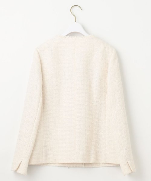 ツイードノーカラーミドル ジャケット 