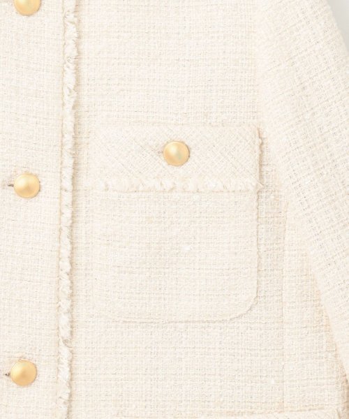 ツイードノーカラーミドル ジャケット 