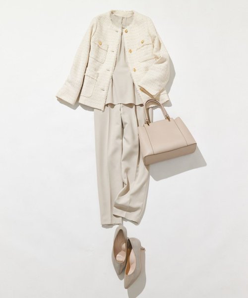 ツイードノーカラーミドル ジャケット 