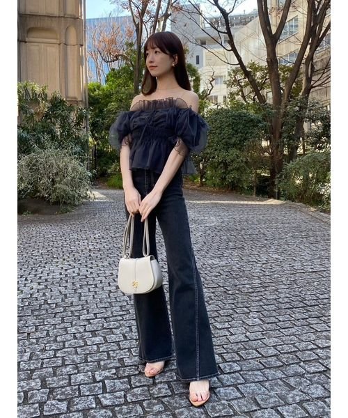 SNIDEL Sustainableギャザーオフショルブラウス 咲かせ 