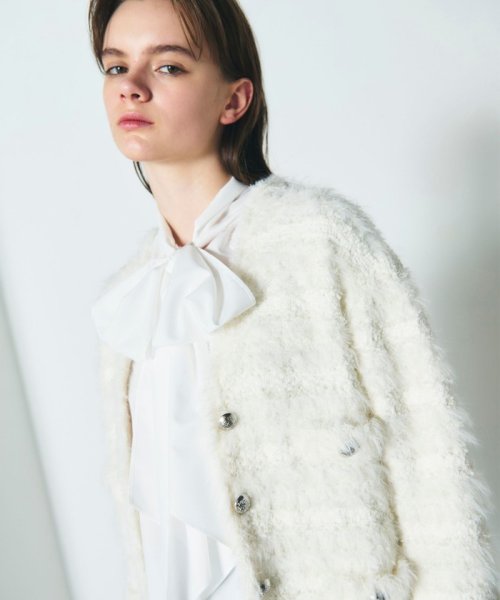 フェザーツイードニットカーディガン 