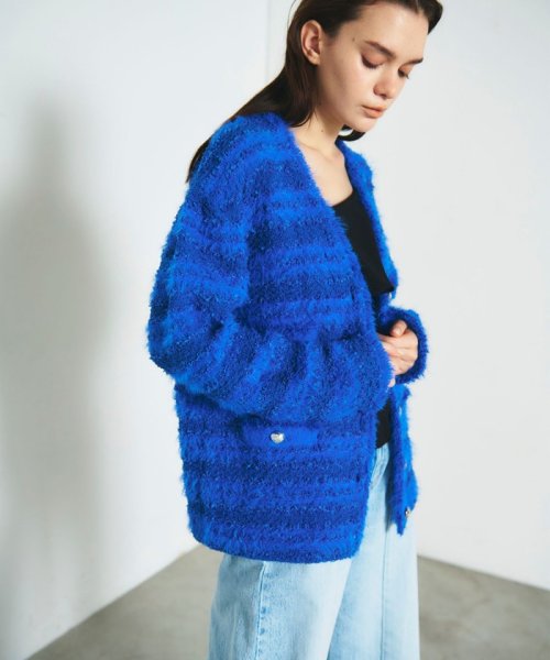 フェザーツイードニットカーディガン 