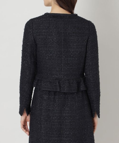 【L】ファンシーツイードノーカラー ジャケット ファンシーツイードノーカラー
