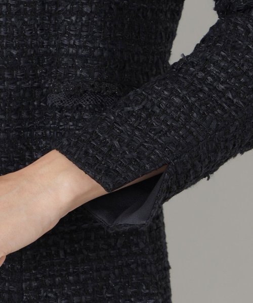 【L】ファンシーツイードノーカラー ジャケット ファンシーツイードノーカラー