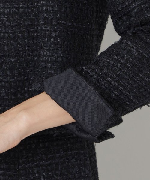 【L】ファンシーツイードノーカラー ジャケット ファンシーツイードノーカラー