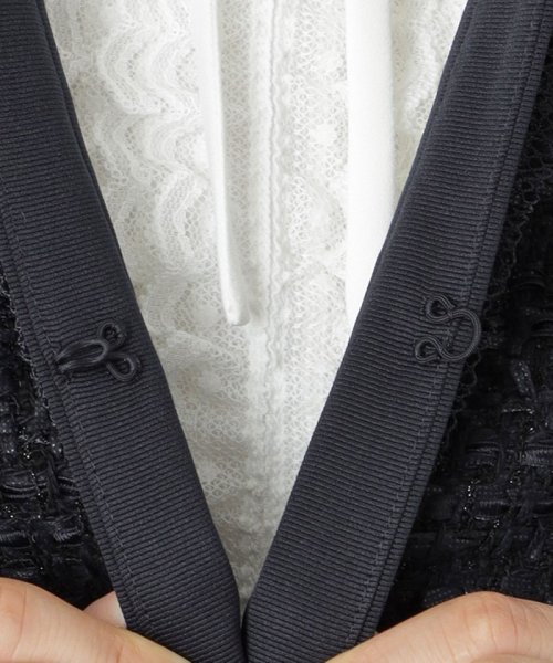 【L】ファンシーツイードノーカラー ジャケット ファンシーツイードノーカラー