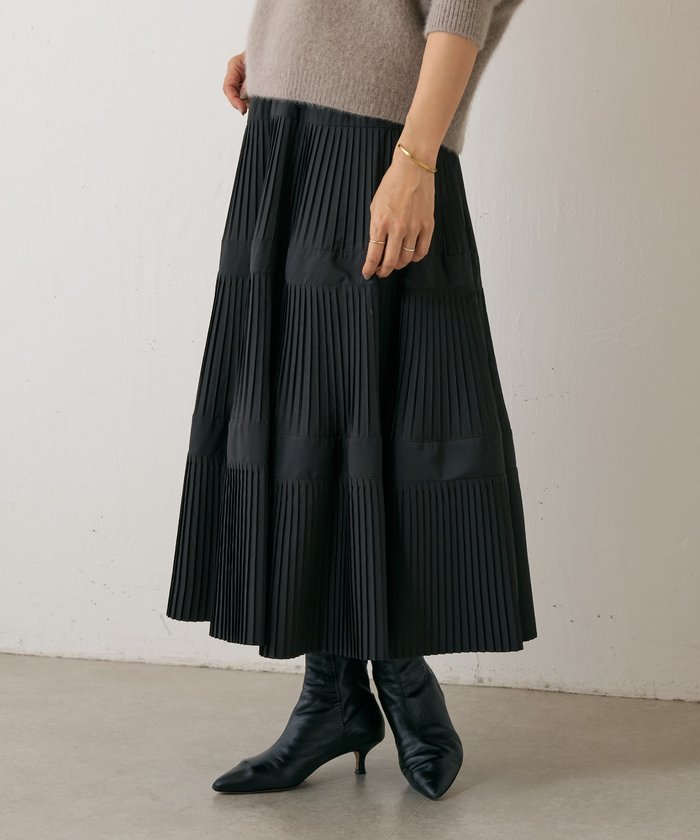 美品　BEARDSLEY プリーツティアードスカート　 ホワイト BEARDSLEY スカート プリーツティアードスカート : ZOZOTOWN