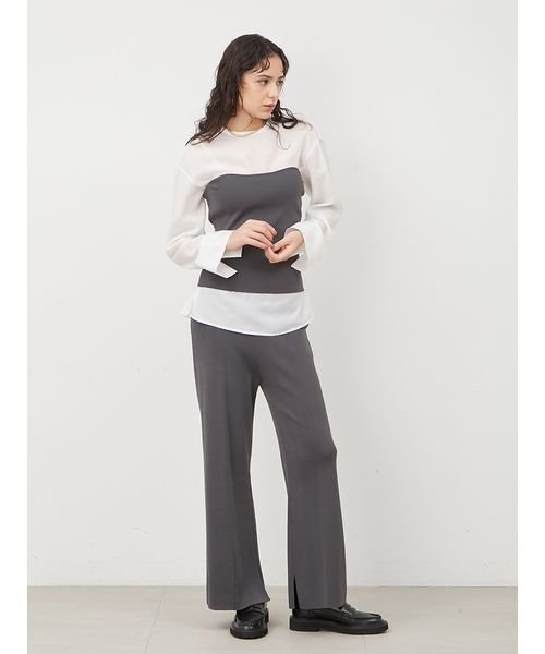 【WEB限定カラー・サイズあり】シアーブラウスニットベアパンツ3点SET 5cm ビスチェ 予めご了承ください わたり幅27 L1372071695 (10450円)