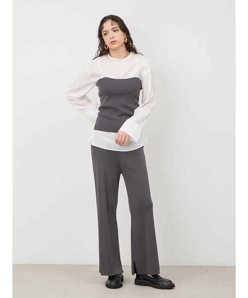 【WEB限定カラー・サイズあり】シアーブラウスニットベアパンツ3点SET 5cm ビスチェ 予めご了承ください わたり幅27 L1372071695 (10450円)