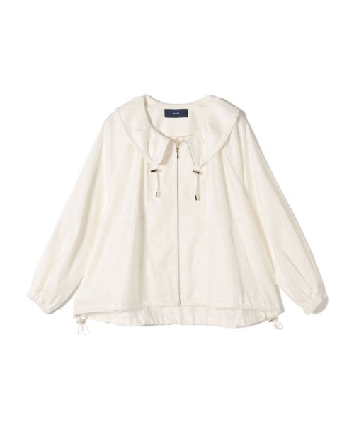 * 〈手洗い可能〉リネン レーヨン コーティング スタンド カラー ジップ ブルゾン 24SS ◇ 