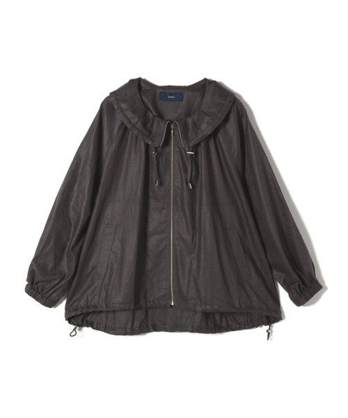 * 〈手洗い可能〉リネン レーヨン コーティング スタンド カラー ジップ ブルゾン 24SS ◇ 