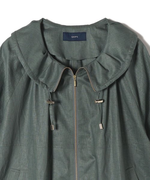 * 〈手洗い可能〉リネン レーヨン コーティング スタンド カラー ジップ ブルゾン 24SS ◇ 