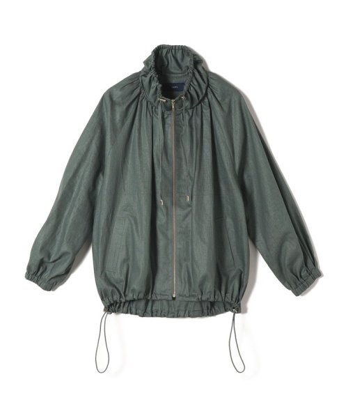 * 〈手洗い可能〉リネン レーヨン コーティング スタンド カラー ジップ ブルゾン 24SS ◇ 