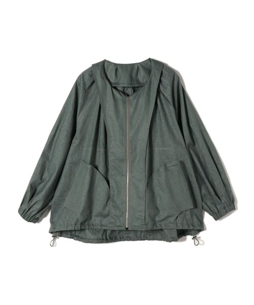 * 〈手洗い可能〉リネン レーヨン コーティング スタンド カラー ジップ ブルゾン 24SS ◇ 