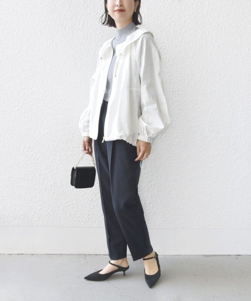 * 〈手洗い可能〉リネン レーヨン コーティング スタンド カラー ジップ ブルゾン 24SS ◇ 