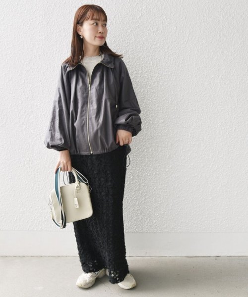 * 〈手洗い可能〉リネン レーヨン コーティング スタンド カラー ジップ ブルゾン 24SS ◇ 