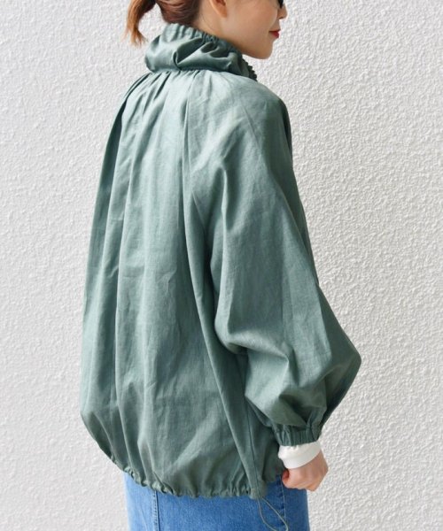 * 〈手洗い可能〉リネン レーヨン コーティング スタンド カラー ジップ ブルゾン 24SS ◇ 