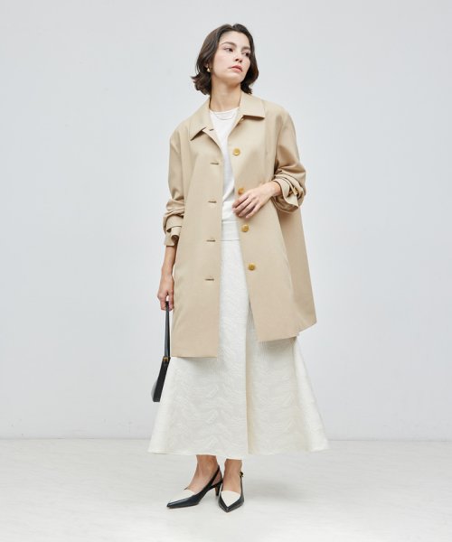 ミドル丈ステンカラーコート《軽量・しわになりにくい・ストレッチ素材》 しわになりにくい 軽量 ストレッチ素材