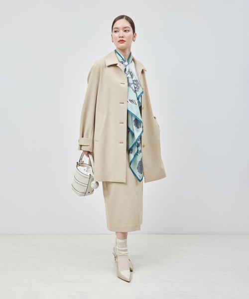 ミドル丈ステンカラーコート《軽量・しわになりにくい・ストレッチ素材》 しわになりにくい 軽量 ストレッチ素材