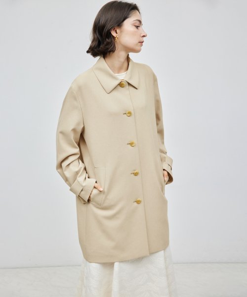 ミドル丈ステンカラーコート《軽量・しわになりにくい・ストレッチ素材》 しわになりにくい 軽量 ストレッチ素材