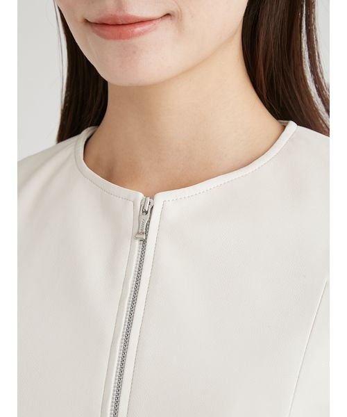 ノーカラーフェイクレザージャケット 予めご了承ください