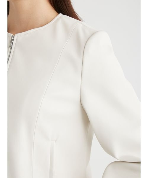 ノーカラーフェイクレザージャケット 予めご了承ください