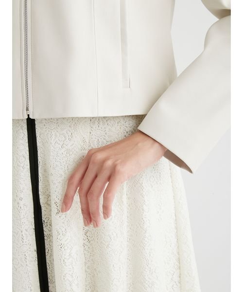 ノーカラーフェイクレザージャケット 予めご了承ください