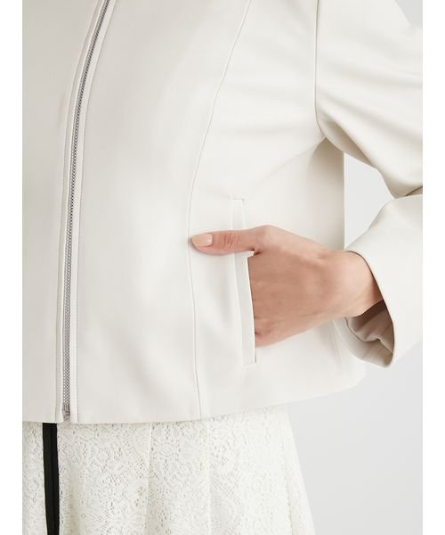 ノーカラーフェイクレザージャケット 予めご了承ください