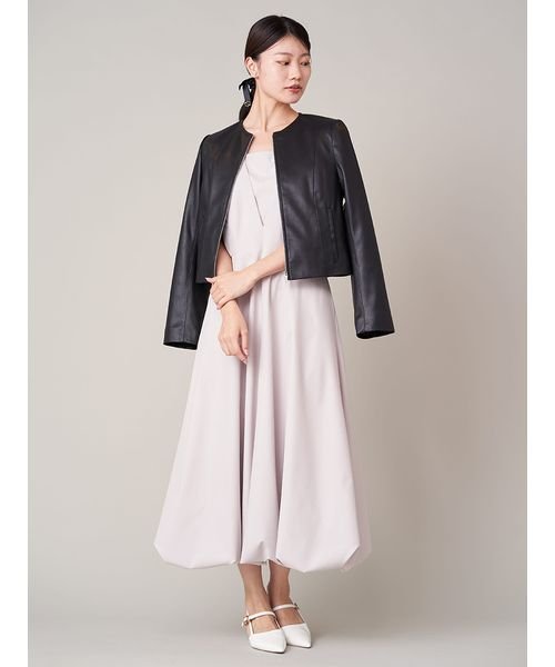 ノーカラーフェイクレザージャケット 予めご了承ください