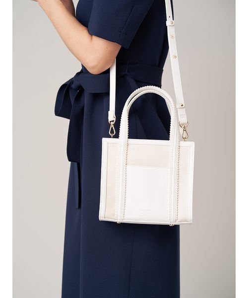 パールトリミングキャンバスコンビバッグ 予めご了承ください