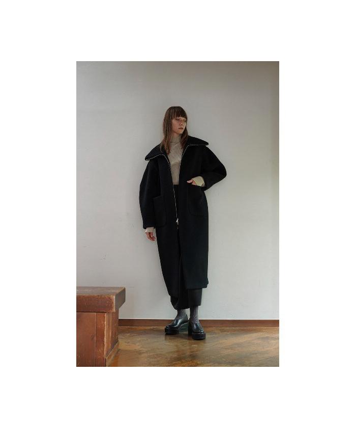 CLANE/クラネ/RIB COLLAR WOOL LONG COAT