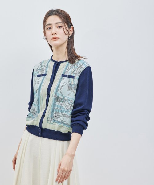 【洗える】ヴィンテージスカーフプリントカーディガン【セットアップ対応】 品番 GGM24020