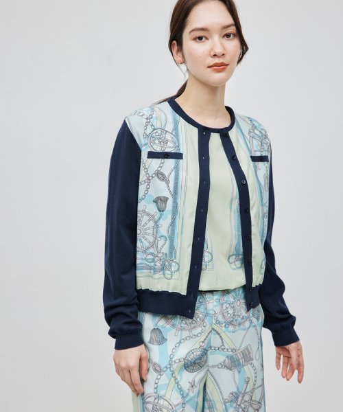 【洗える】ヴィンテージスカーフプリントカーディガン【セットアップ対応】 品番 GGM24020