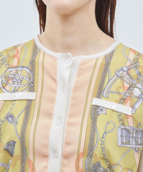 【洗える】ヴィンテージスカーフプリントカーディガン【セットアップ対応】 品番 GGM24020