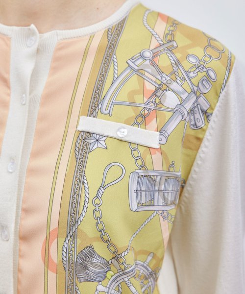 【洗える】ヴィンテージスカーフプリントカーディガン【セットアップ対応】 品番 GGM24020