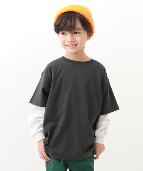 devirock(デビロック)/レイヤード風 長袖Tシャツ 子供服 キッズ 男の子 女の子 トップス 長袖Tシャツ ロンT ビッグシルエット オーバーサイズ/img11