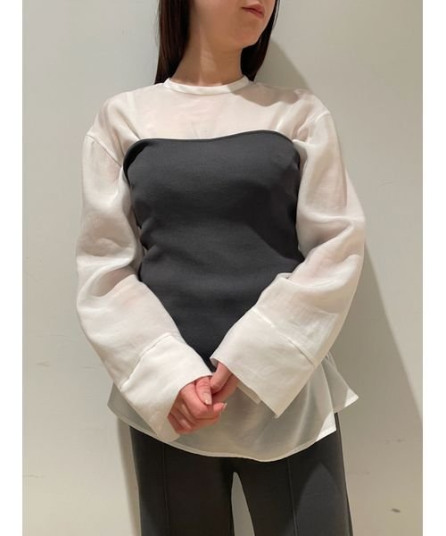 【WEB限定カラー・サイズあり】シアーブラウスニットベアパンツ3点SET 5cm ビスチェ 予めご了承ください わたり幅27 L1372071695 (10450円)