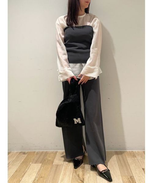 【WEB限定カラー・サイズあり】シアーブラウスニットベアパンツ3点SET 5cm ビスチェ 予めご了承ください わたり幅27 L1372071695 (10450円)