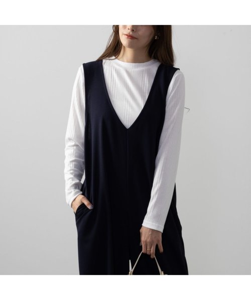 MAC HOUSE(women)(マックハウス（レディース）)/【高身長向け】NAVY ネイビー インナーセットサロペットアンサンブル 115426624－L/img07