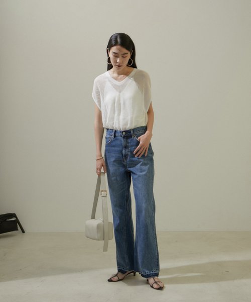 【追加】COTTON USAセミフレアデニム2 ■モデル身長 着用サイズ COTTON 166cm ショートヘアモデル