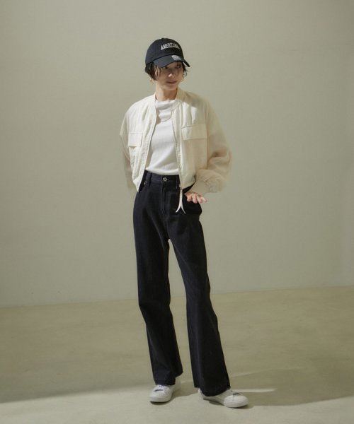 【追加】COTTON USAセミフレアデニム2 ■モデル身長 着用サイズ COTTON 166cm ショートヘアモデル