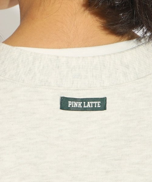 PINK-latte(ピンク　ラテ)/裏毛ツイルアップリケロゴカーデ/img18