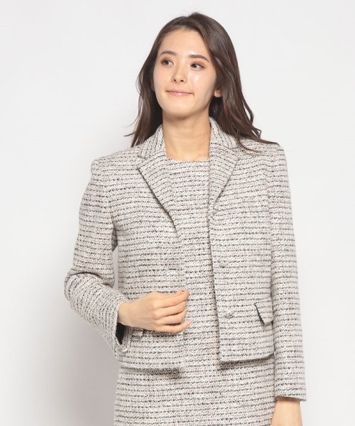 【セットアップ対応商品】ジャケット　PRESTON TWEED LS CROP JK 商品説明コットンベースに仕上げた、ミックツイードの美しい風合いが魅力的なテーラードジャケット。程よくコンパクトなデザインがキレイめコーデに J3265599880(25245円)