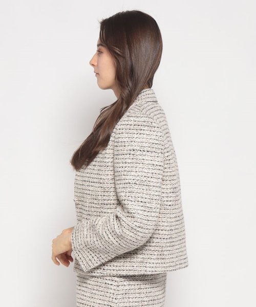 【セットアップ対応商品】ジャケット　PRESTON TWEED LS CROP JK 商品説明コットンベースに仕上げた、ミックツイードの美しい風合いが魅力的なテーラードジャケット。程よくコンパクトなデザインがキレイめコーデに J3265599880(25245円)