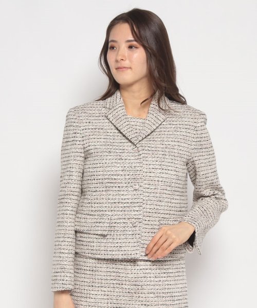 【セットアップ対応商品】ジャケット　PRESTON TWEED LS CROP JK 商品説明コットンベースに仕上げた、ミックツイードの美しい風合いが魅力的なテーラードジャケット。程よくコンパクトなデザインがキレイめコーデに J3265599880(25245円)