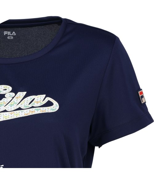 FILA（ZETT Ladies）(フィラ（ゼット　レディース）)/【テニス】ミックスニットプリント アップリケロゴ クルーネックTシャツ レディース/img04